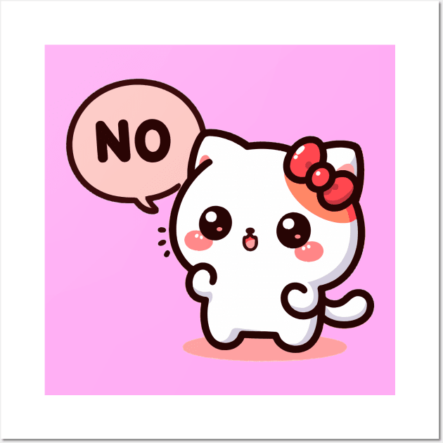 Kawaii Kitten Saying No Wall Art by PhotoSphere